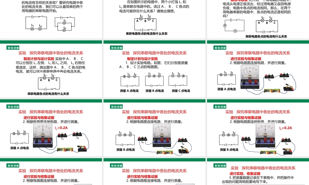 25秋人教版九年级物理15.5   串、并联电路中电流的规律  课件