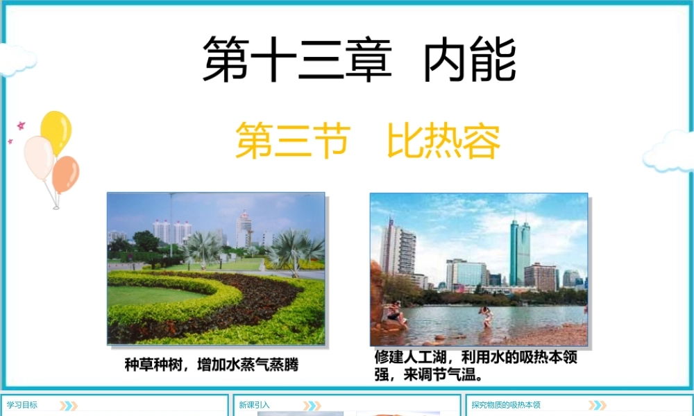 2025-2026学年人教版九年级物理13.3比热容   课件