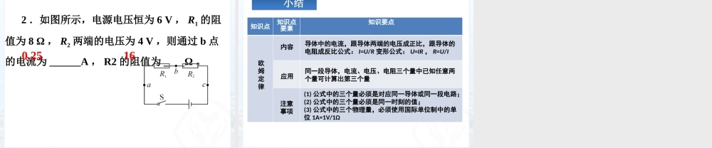 2025-2026学年人教版九年级物理17.2欧姆定律 课件
