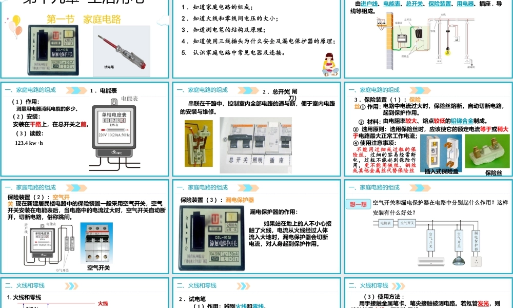 2025-2026学年人教版九年级物理19.1家庭电路课件