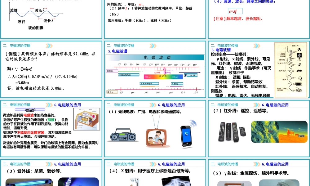 2025-2026学年人教版九年级物理21.2电磁波的海洋  课件