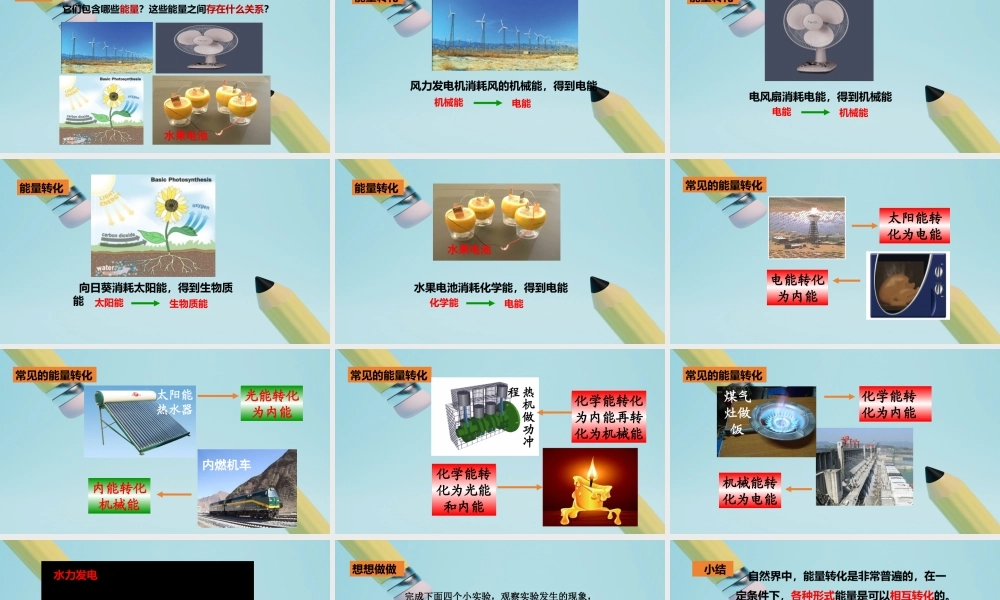 2025秋-人教版九年级物理14.3第三节能量的转化和守恒（课件）