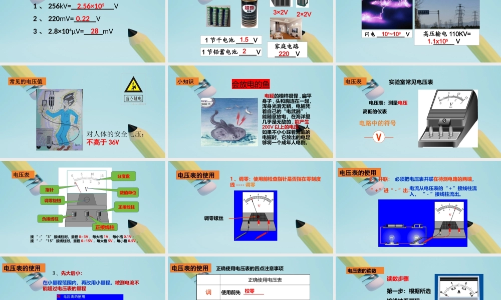 2025秋-人教版九年级物理16.1电压（课件）