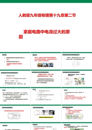 2025秋-人教版九年级物理19.2家庭电路中电流过大的原因（课件）