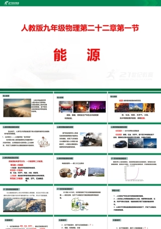 2025秋-人教版九年级物理22.1能源（课件）
