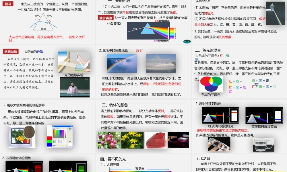 24人教版-八年级物理上册4.5光的色散（ 课件