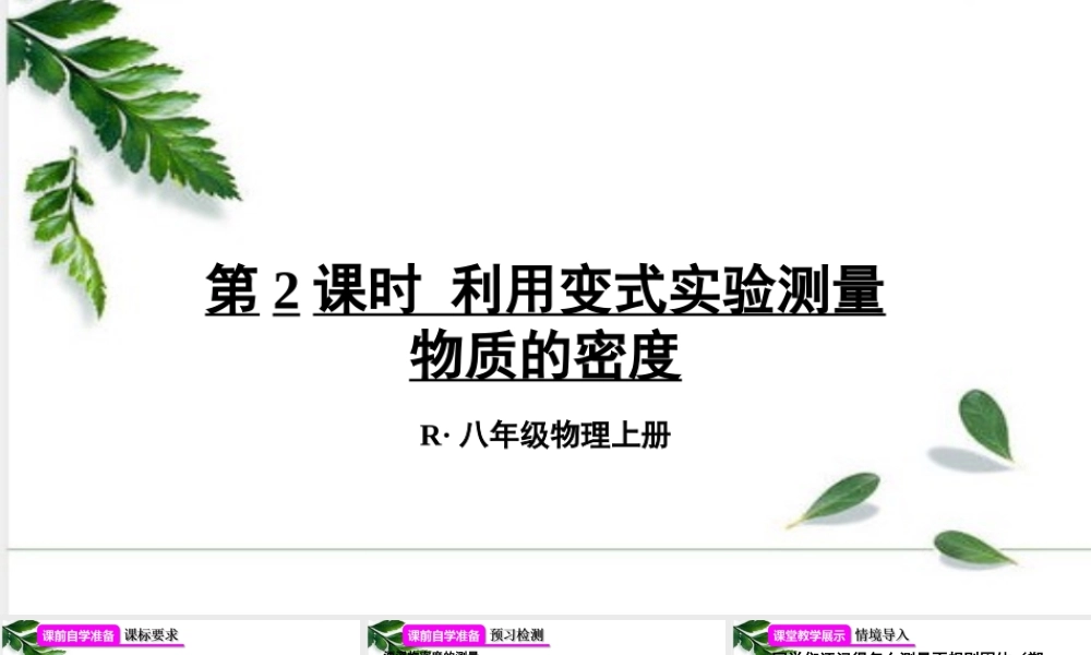 2024人教版八年级物理上册第2课时 利用变式实验测量物质的密度 课件