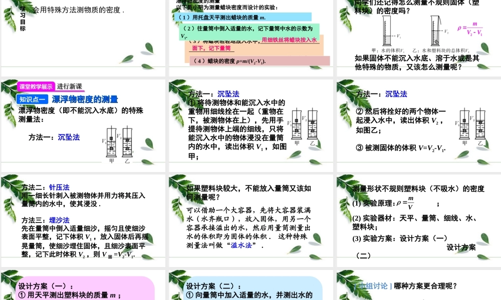 2024人教版八年级物理上册第2课时 利用变式实验测量物质的密度 课件