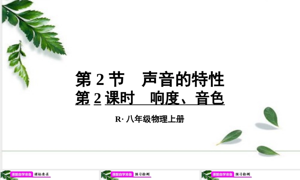 2024人教版八年级物理上册第2课时 响度、音色 课件