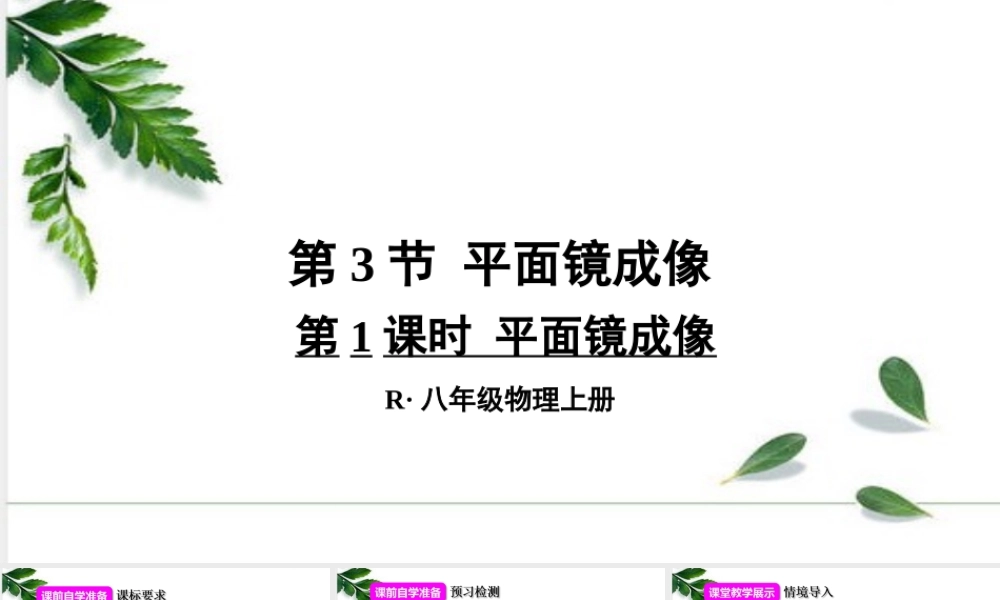 2024人教版八年级物理上册第3节 平面镜成像第1课时 平面镜成像 课件