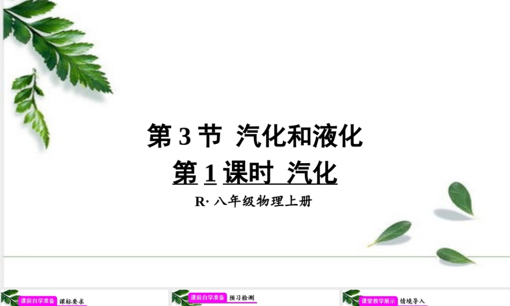 2024人教版八年级物理上册第3节 汽化和液化第1课时 汽化 课件