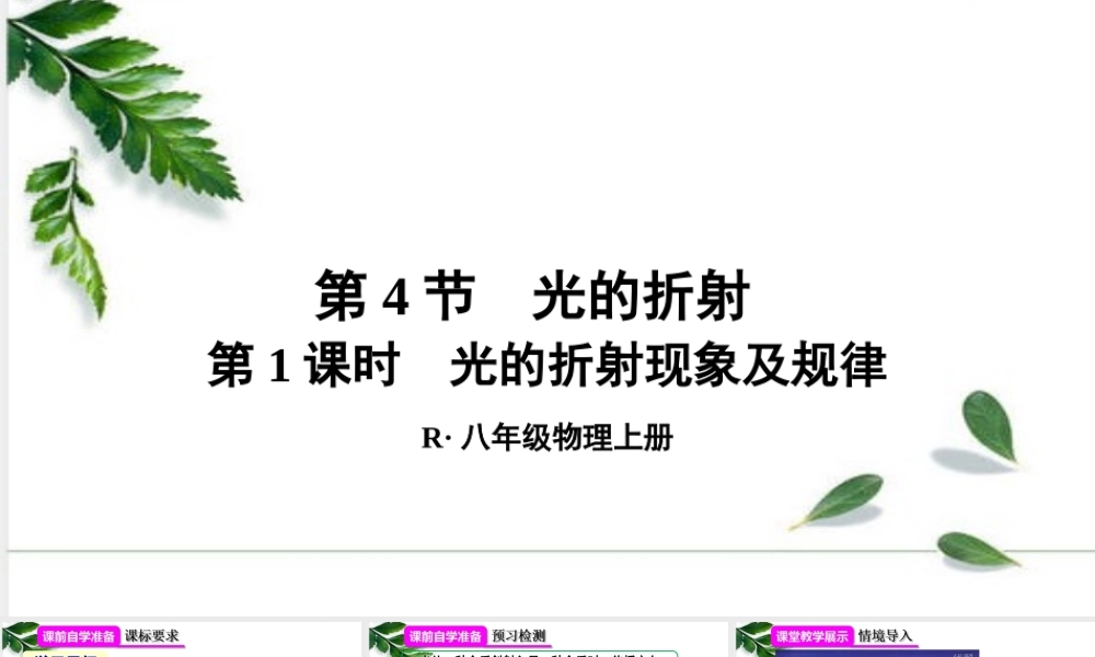 2024人教版八年级物理上册第4节  光的折射第1课时 光的折射现象及规律 课件