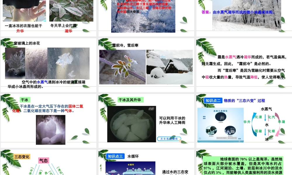 2024人教版八年级物理上册第4节 升华和凝华 课件