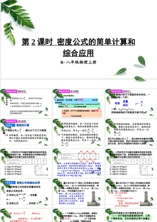 2024人教版八年级物理上册第六章第2课时 密度公式的简单计算和综合应用 课件