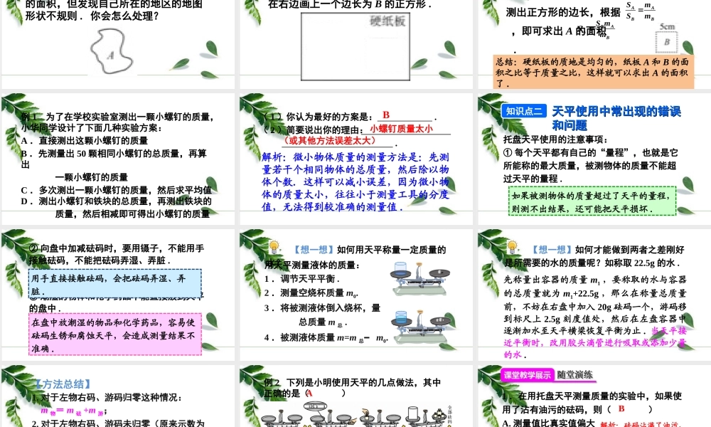 2024人教版八年级物理上册第六章第2课时 质量的测量技巧 课件