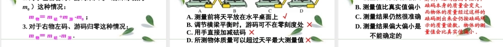 2024人教版八年级物理上册第六章第2课时 质量的测量技巧 课件