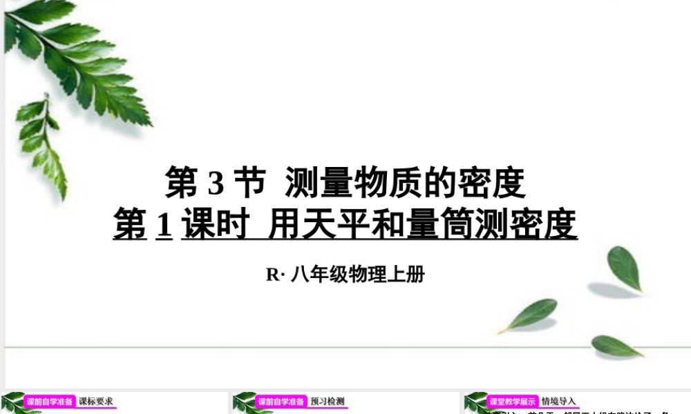 2024人教版八年级物理上册第六章第3节 测量物质的密度第1课时 用天平和量筒测密度 课件