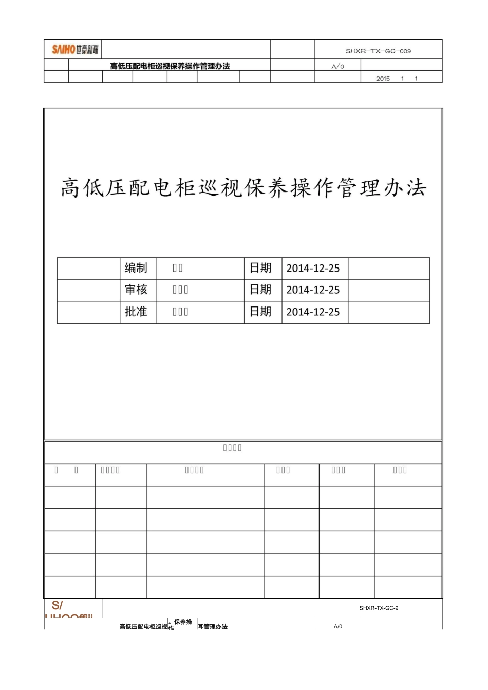 高低压配电柜巡视保养操作管理办法_第1页