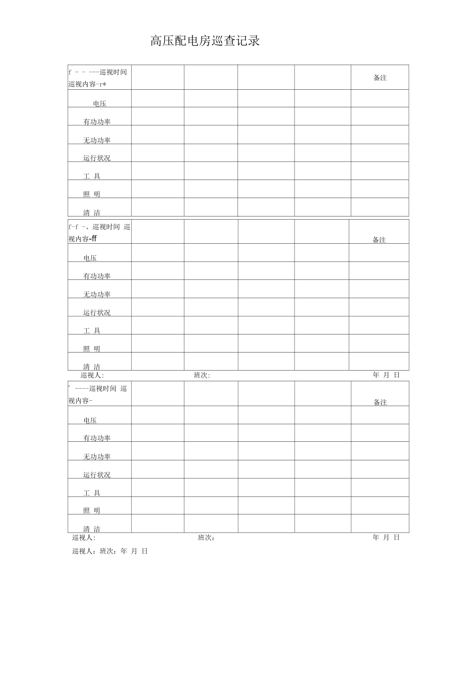高压配电房巡查记录_第1页