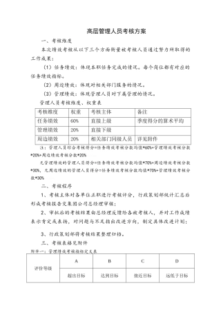 高层管理者绩效考核方案