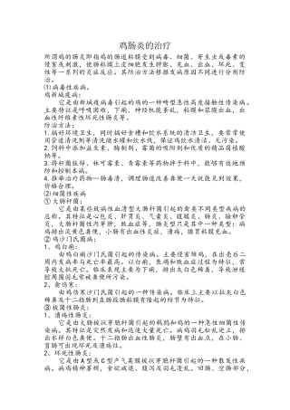 鸡肠炎的治疗