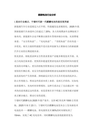 麒麟电池行业分析