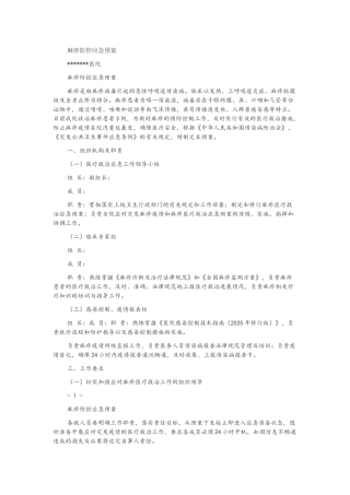 麻疹防控应急预案