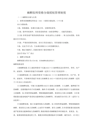 麻醉分级授权管理制度