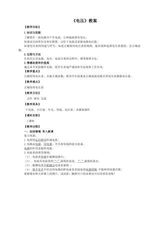 2025秋-人教版九年级物理16.1电压（教案）