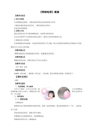 2025秋-人教版九年级物理15.1第一节两种电荷（教案）