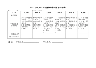 0-3岁儿童中医药健康管理服务记录表