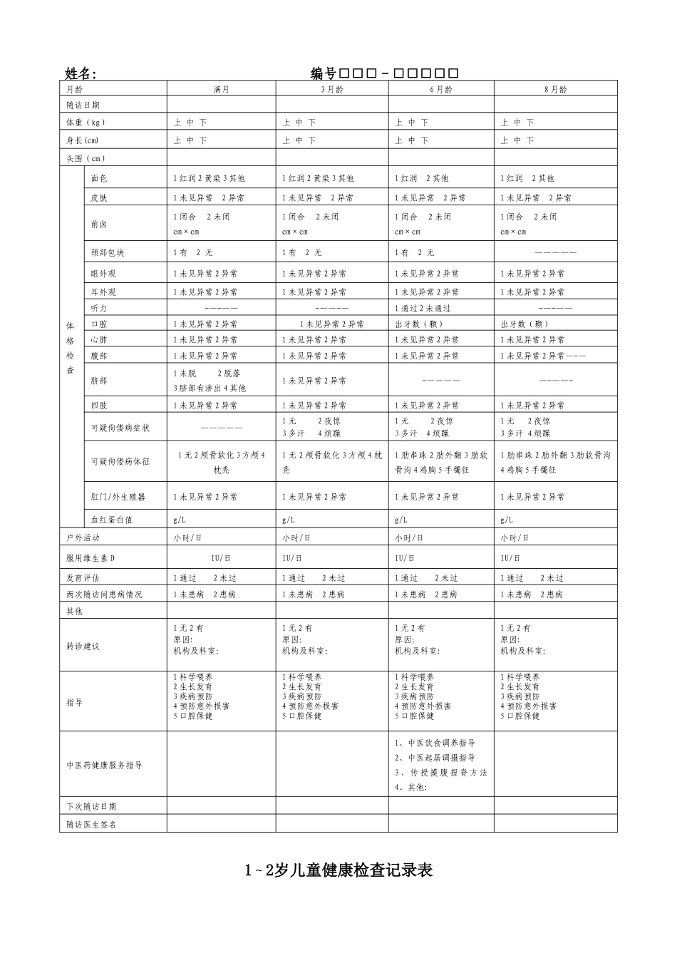 0-6岁儿童健康管理服务记录表_第3页
