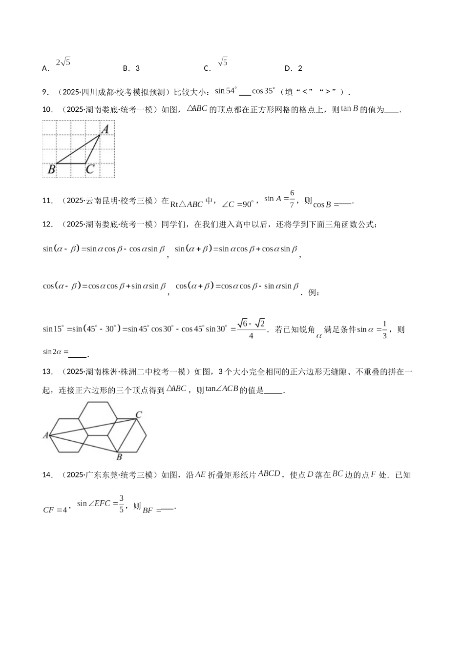 【2026中考】数学核心考点精讲精炼-考点23锐角三角函数（学生版+名师详解版）_第3页