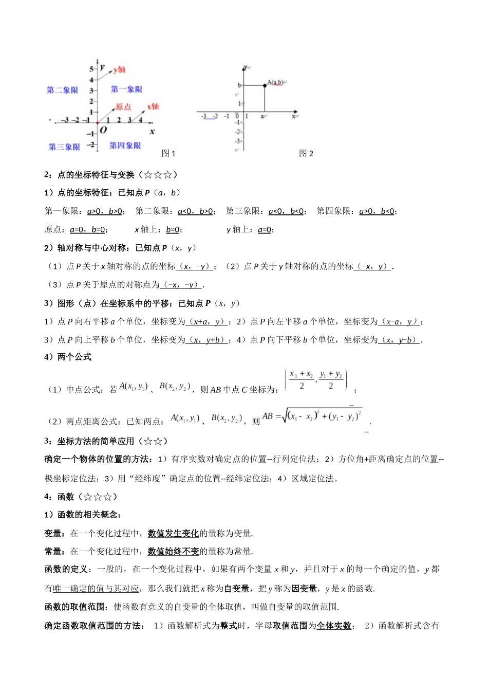 2026中考数学核心考点精讲精炼-考点09平面直角坐标系与函数初步（学生版+名师详解版）_第2页