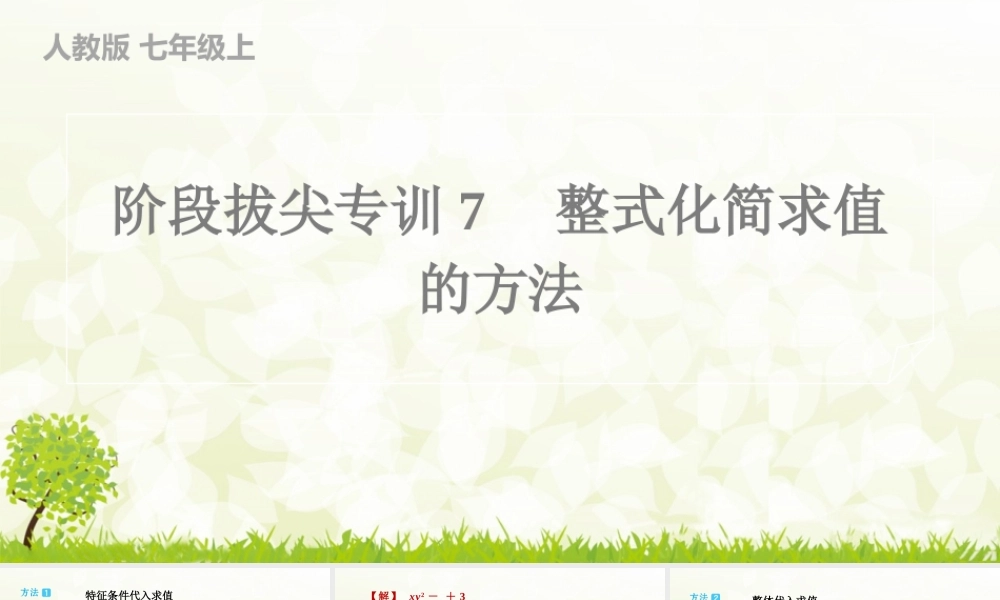 【25年秋】七年级数学上册-阶段拔尖专训7　整式化简求值的方法 课件