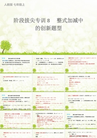 【25年秋】七年级数学上册-阶段拔尖专训8　整式加减中的创新题型 课件
