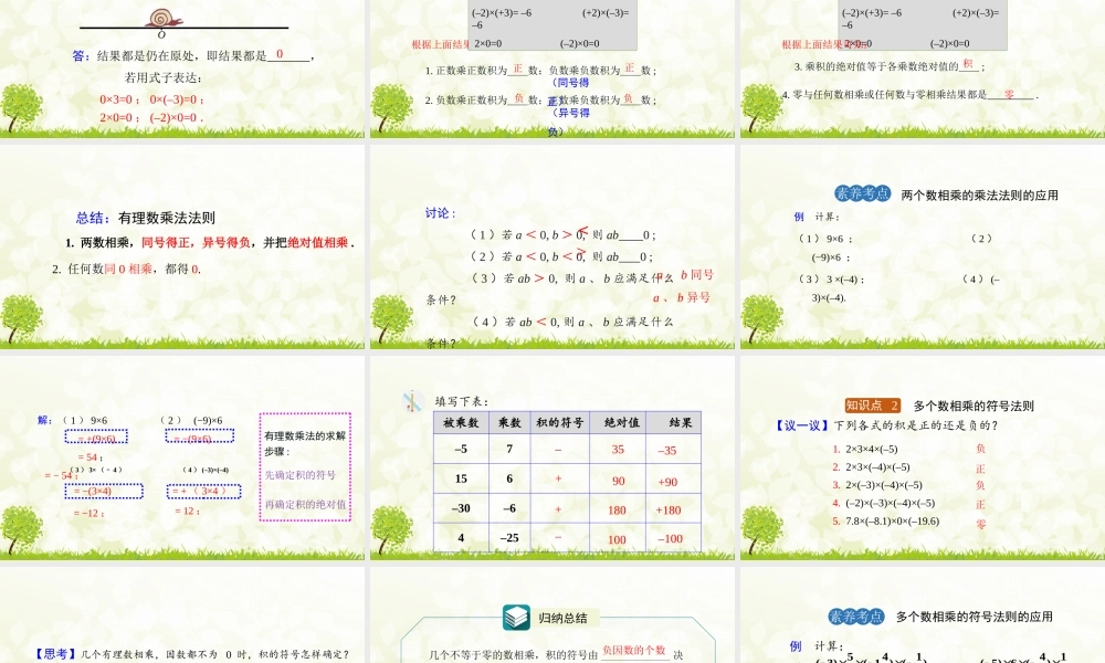 24版-人教七年级上册2.2.1  有理数的乘法  第1课时 素养课件