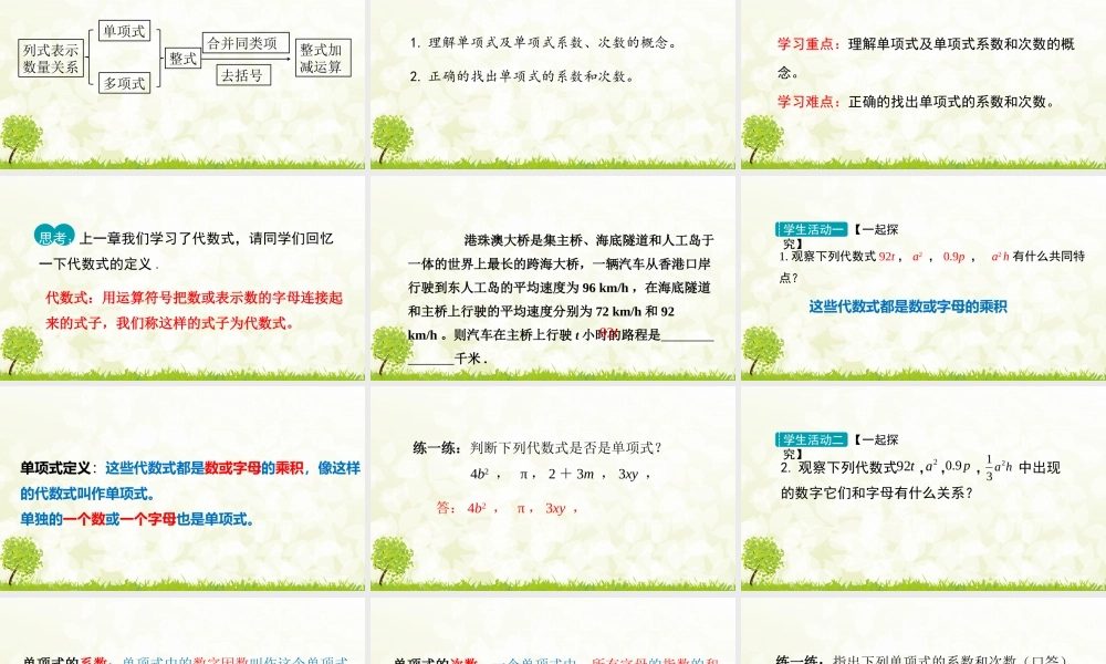 24版-人教七年级上册4.1.1  单项式 素养课件