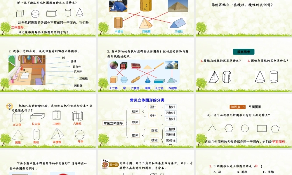 24版-人教七年级上册6.1.1  第1课时  认识立体图形和平面图形 素养课件