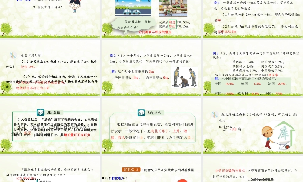 24版人教七年级数学上册基本母题精讲精练1.1 正数和负数 课件