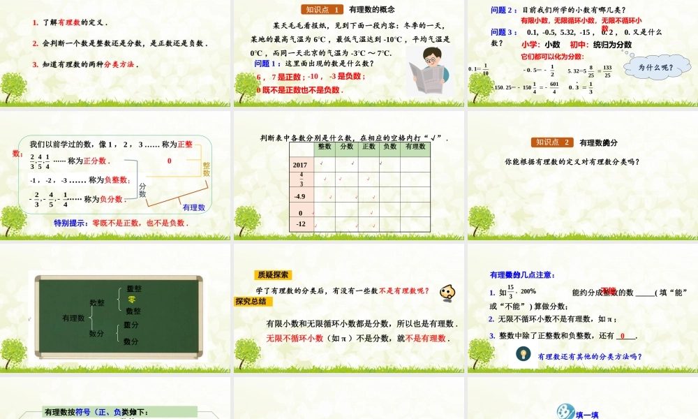 24版人教七年级数学上册基本母题精讲精练1.2.1 有理数的概念 课件