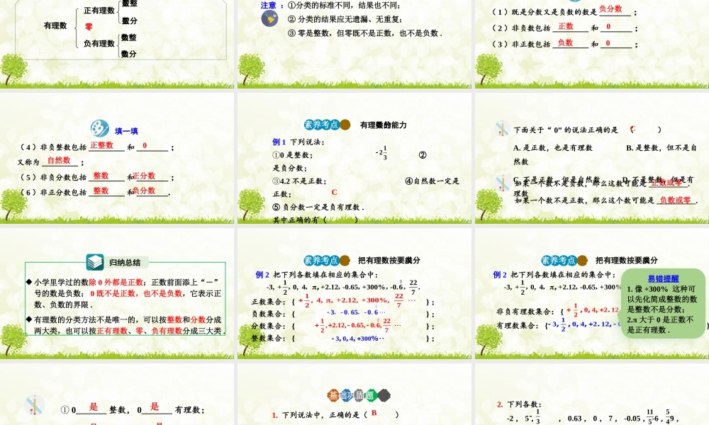 24版人教七年级数学上册基本母题精讲精练1.2.1 有理数的概念 课件