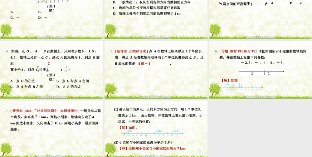 24版人教七年级数学上册基本母题精讲精练1.2.2　数轴 课件