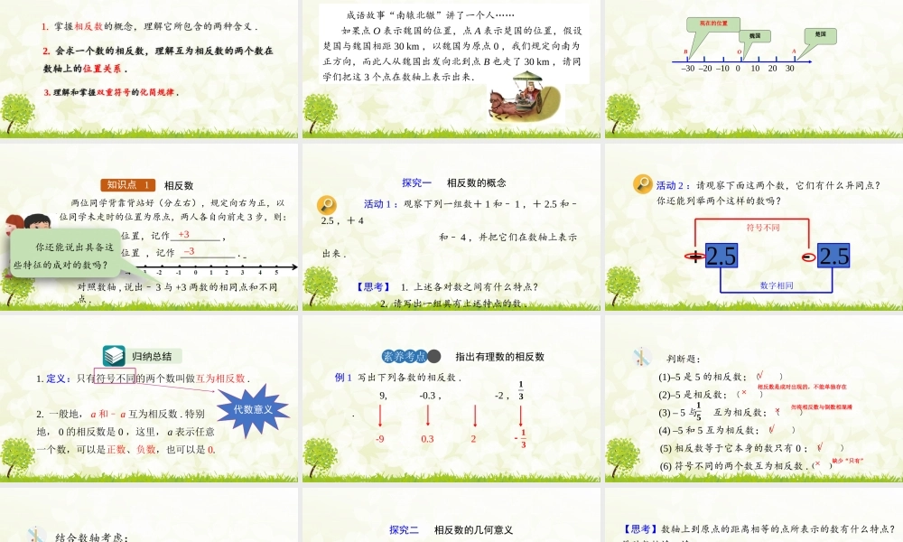 24版人教七年级数学上册基本母题精讲精练1.2.3  相反数 课件