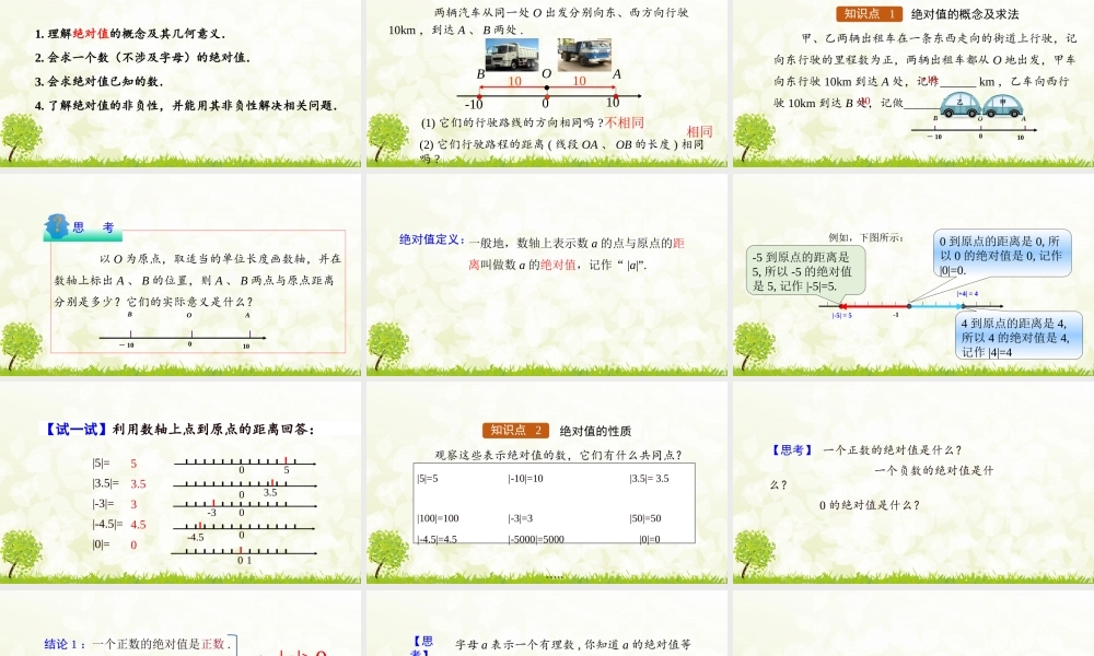 24版人教七年级数学上册基本母题精讲精练1.2.4  绝对值 课件