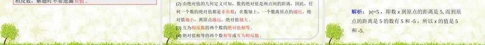 24版人教七年级数学上册基本母题精讲精练1.2.4  绝对值 课件