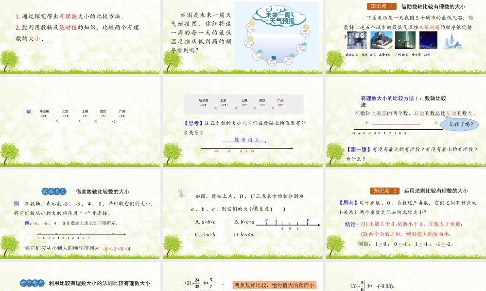 24版人教七年级数学上册基本母题精讲精练1.2.5  有理数的大小比较 课件