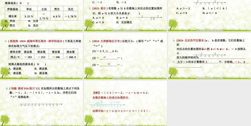 24版人教七年级数学上册基本母题精讲精练1.2.5　有理数的大小比较 课件