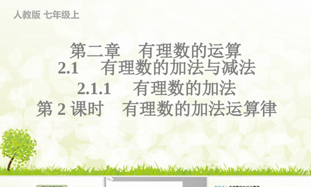 24版人教七年级数学上册基本母题精讲精练2.1.1　有理数的加法　第2课时　有理数的加法运算律 课件