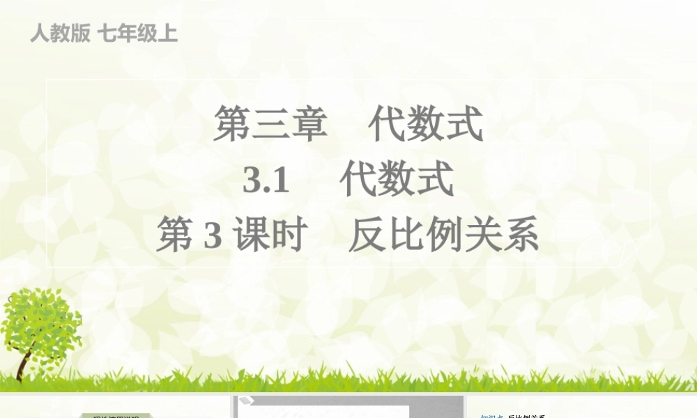 24版人教七年级数学上册基本母题精讲精练3.1　第3课时　反比例关系 课件